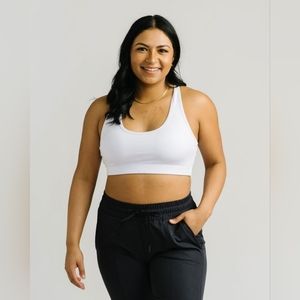 NWT White Bomber Bra (L)